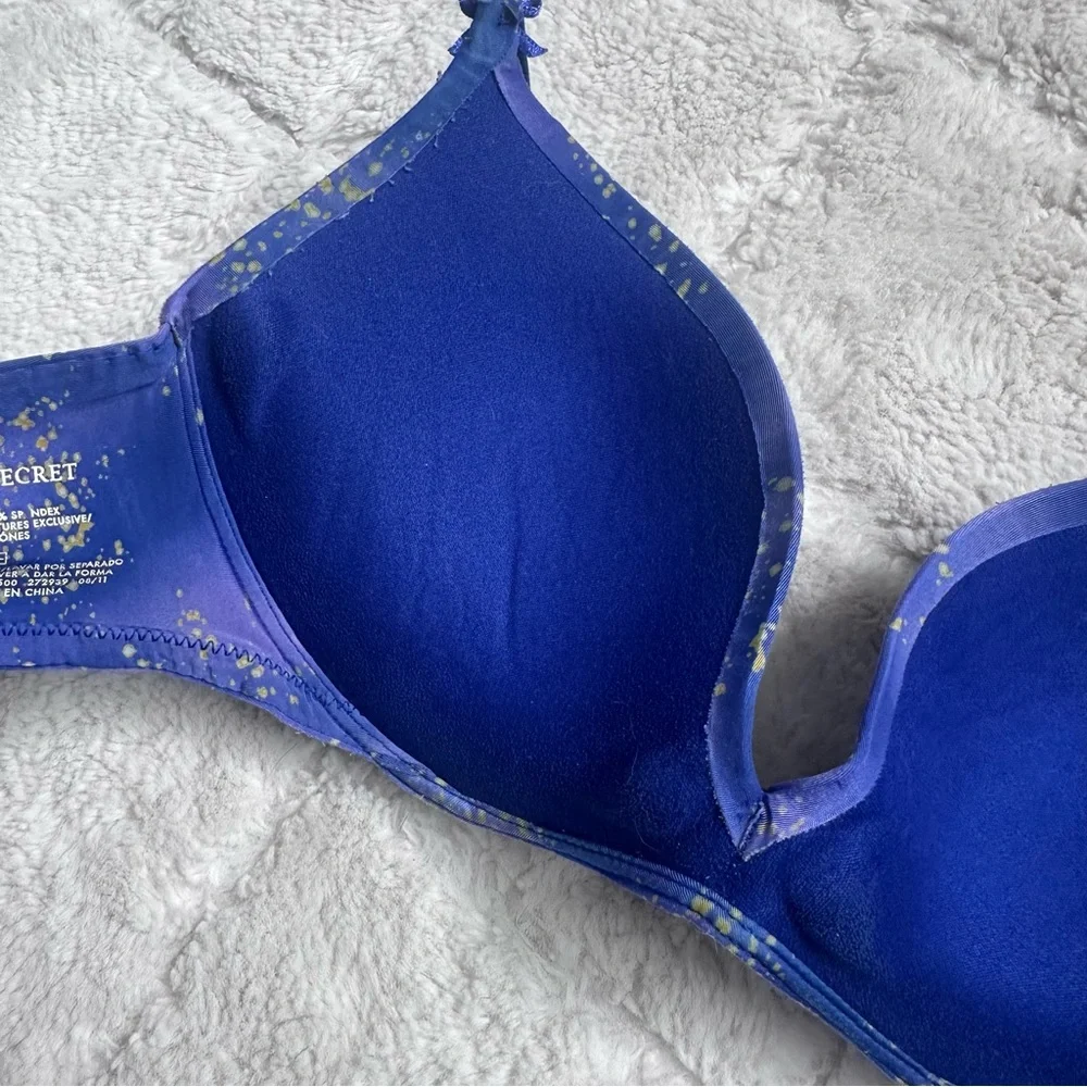 Victoria's Secret | Indigo Plunge Underwire Padded Rhinestone Bra | Size 34A